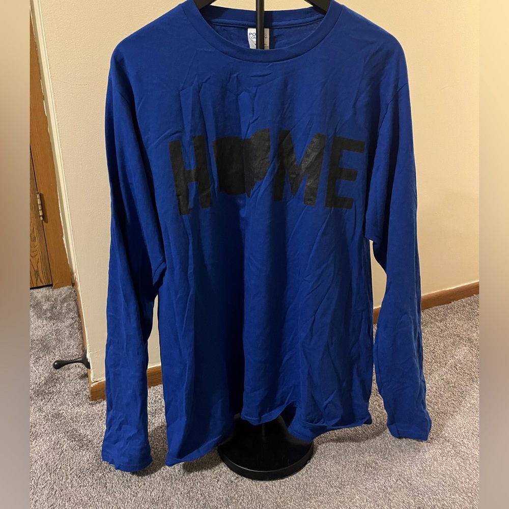Port and Company Blue Tee with Black Ohio' HOME' Graphic